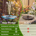 AISITIN Solarbrunnen für Draussen, 2,5W Solar Springbrunnen für Vogeltränke | Solar Springbrunnen für Außen mit 6 Fontänenstile, Solar Schwimmender Fontäne Pumpe mit 4 Stützstange für Garten, Vogel-Bad